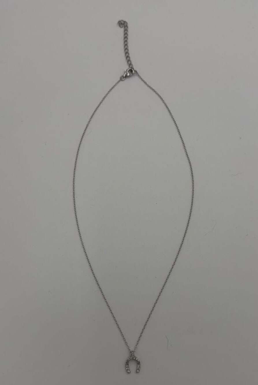 Sterling Silver Wishbone Pendant Necklace - Picture 2 of 6